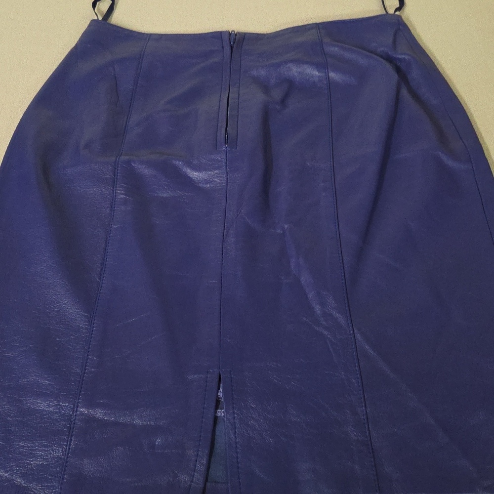 Women's Skirt Sz 8 Dark Purple Leather 100% Y2K - Picture 4 of 6